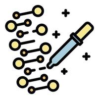 dna molecole e pipetta icona colore schema vettore