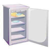 piccolo frigo icona, cartone animato stile vettore