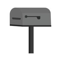 cassetta postale piatto in scala di grigi icona vettore