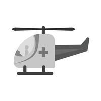 elicottero piatto in scala di grigi icona vettore