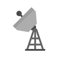 satellitare Torre piatto in scala di grigi icona vettore