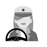 autista femmina piatto in scala di grigi icona vettore