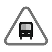 autobus fermare cartello piatto in scala di grigi icona vettore