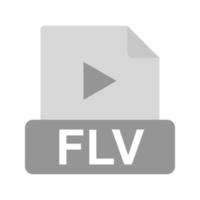 flv piatto in scala di grigi icona vettore