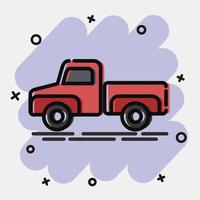 icona raccogliere su camion. mezzi di trasporto elementi. icone nel comico stile. bene per stampe, manifesti, logo, cartello, annuncio, eccetera. vettore