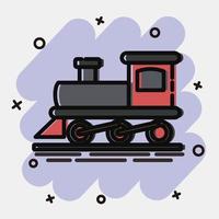 icona vecchio treno. mezzi di trasporto elementi. icone nel comico stile. bene per stampe, manifesti, logo, cartello, annuncio, eccetera. vettore