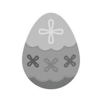 Pasqua uovo ii piatto in scala di grigi icona vettore