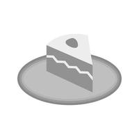 crema torta piatto in scala di grigi icona vettore