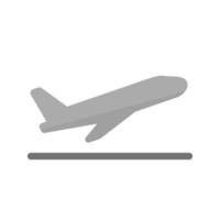 volo decollare piatto in scala di grigi icona vettore