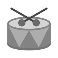 tamburo piatto in scala di grigi icona vettore