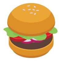salutare hamburger icona, isometrico stile vettore