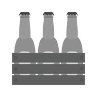 birra bottiglie piatto in scala di grigi icona vettore