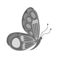 farfalla ii piatto in scala di grigi icona vettore