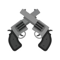 Due pistole piatto in scala di grigi icona vettore