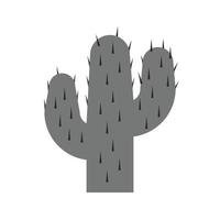 cactus piatto in scala di grigi icona vettore