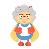 cartone animato carino nonna scarafaggio nel un grembiule e occhiali, nonna nel il cucina vettore
