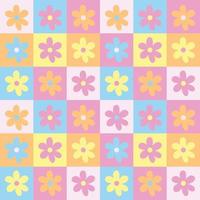 carino y2k luminosa primavera patchwork minimalista floreale senza soluzione di continuità modello sfondo Stampa. pastello colorato scacchiera sfondo. moderno, di tendenza, luminosa vettore design sfondo