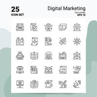 25 digitale marketing icona impostato 100 modificabile eps 10 File attività commerciale logo concetto idee linea icona design vettore