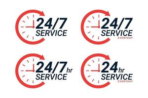 24 ore servizio ogni giorno orologio con freccia icona vettore