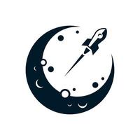 logo del razzo e della luna vettore