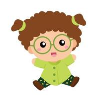 carino bambini giocando a piovoso giorno illustrazione vettore clipart