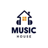Casa musica logo con cuffie icona nel moderno minimo stile, restare casa vettore