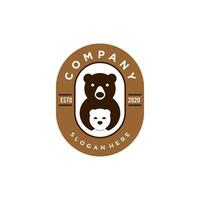 carino cartone animato di orso mamma e bambino orso nel distintivo stile logo icona vettore illustrazione