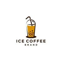 boba bevanda logo, bolla tè o caffè di moda bevanda logo icona design illustrazione su immediato tazza con cannuccia simbolo vettore