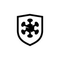 corona virus protezione scudo icona logo design simbolo , proteggere il tuo se stesso vettore