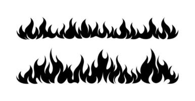 fiamma fuoco confine telaio silhouette modello impostato vettore illustrazione clipart