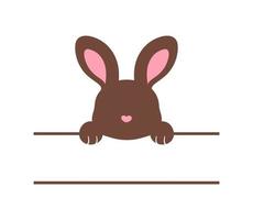 coniglio silhouette Diviso monogramma, Pasqua coniglietto clipart nome etichetta icona vettore