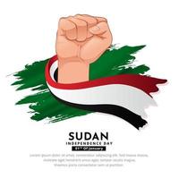 meraviglioso Sudan indipendenza giorno design con gesto mano Tenere bandiera vettore