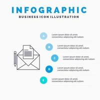 posta Messaggio fax lettera linea icona con 5 passaggi presentazione infografica sfondo vettore