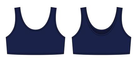 ragazza reggiseno tecnico schizzo illustrazione. buio blu colore. casuale biancheria intima. vettore