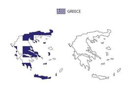 Grecia carta geografica città vettore diviso di schema semplicità stile. avere 2 versioni, nero magro linea versione e colore di nazione bandiera versione. tutti e due carta geografica erano su il bianca sfondo.