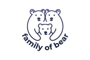 divertente carino ghiaccio polare grizzly orso famiglia cartone animato logo design vettore