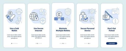 crypto portafoglio sicurezza leggero blu onboarding mobile App schermo vettore