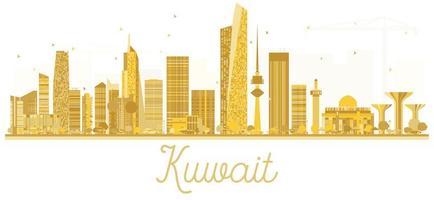 sagoma dorata dell'orizzonte della città del kuwait. vettore