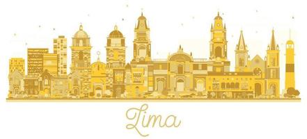Lima Perù città orizzonte d'oro silhouette. vettore