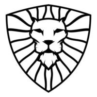 semplice logo silhouette di un' leone testa con un' criniera dentro un' scudo vettore