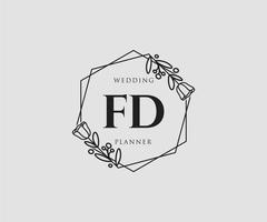 iniziale fd femminile logo. utilizzabile per natura, salone, terme, cosmetico e bellezza loghi. piatto vettore logo design modello elemento.