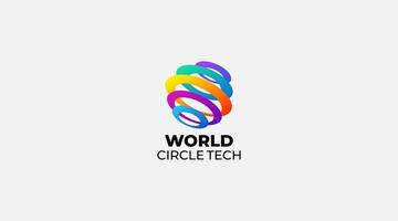 pendenza mondo anelli cerchio Tech logo design vettore modello