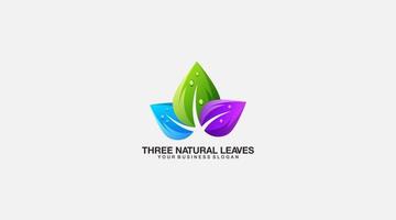 tre naturale le foglie logo design vettore modello simbolo