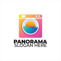 panorama logo colorato pendenza stile vettore