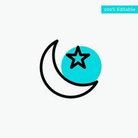 Luna notte stella notte turchese evidenziare cerchio punto vettore icona