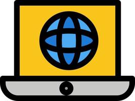 il computer portatile mondo globo tecnico piatto colore icona vettore icona bandiera modello