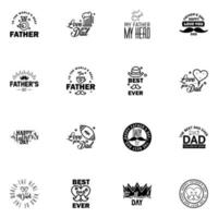 16 nero impostato di vettore contento padri giorno tipografia Vintage ▾ icone lettering per saluto carte banner maglietta design padri giorno modificabile vettore design elementi