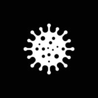 eps10 bianca vettore coronavirus batteri cellula icona isolato su nero sfondo. covid 19 romanzo coronavirus batteri simbolo nel un' semplice piatto di moda moderno stile per il tuo sito web disegno, logo, e App