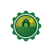 azienda agricola e piantagione logo con luce del sole energia vettore