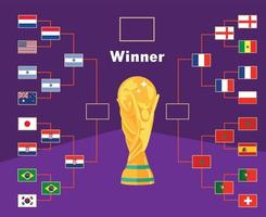 semi finale calcio paesi emblema bandiera con mondo tazza trofeo simbolo design calcio finale vettore paesi squadre illustrazione
